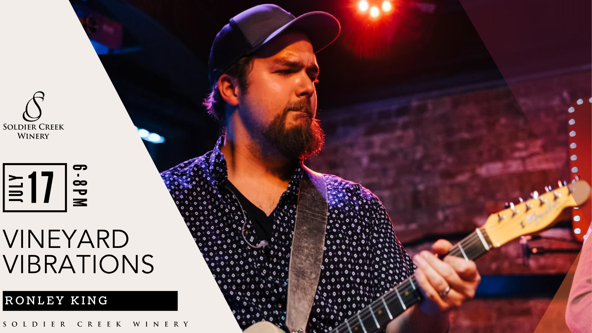Vineyard Vibrations live music at Soldier Creek Winery — Ronley King performs July 17, 6–8pm.